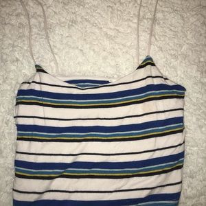 Blue and yellow striped tank top